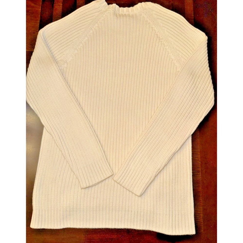 Michael Kors XL Cream Cable Knit Sweater Gold‎ Zip Side Pullover Cotton Blend - Picture 5 of 13